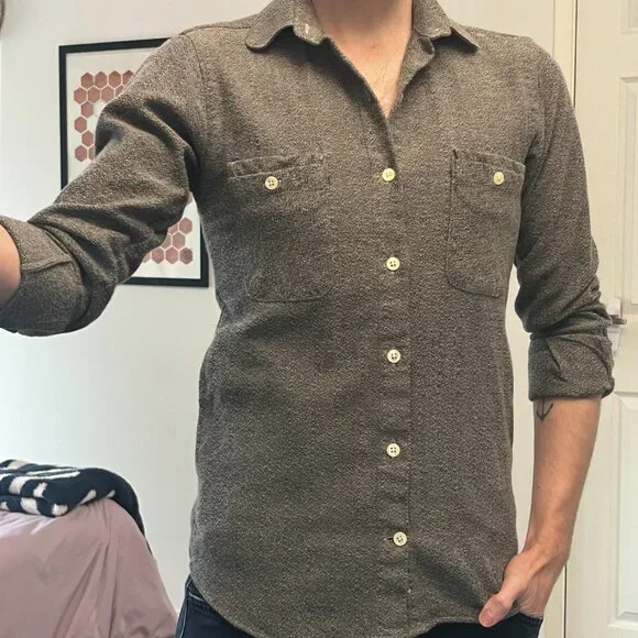 *Canadian Made* ~ Eighteen Waits ~ Long Sleeve Pocket Shirt Soft Grey *Vintage* - Picture 9 of 12